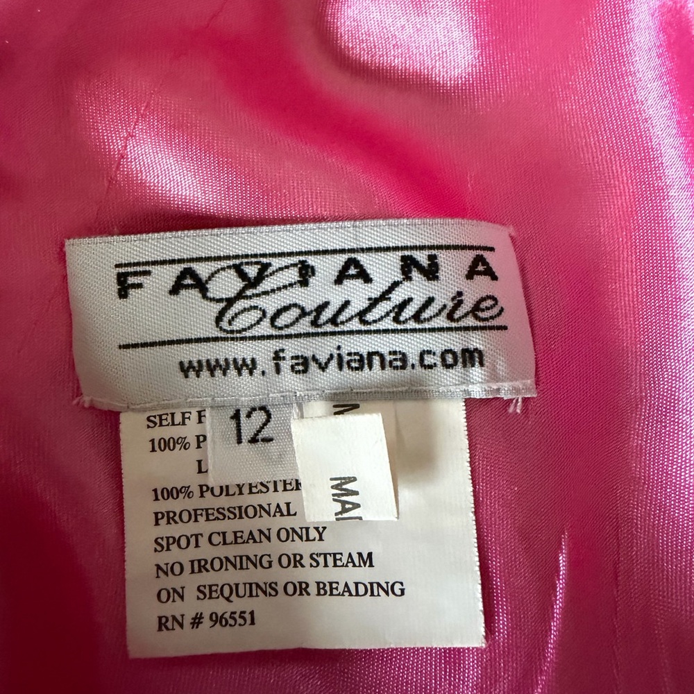 Faviana Couture Colorful Embellished Long Satin Maxi Dress Formal Gown Size 12 - Picture 15 of 16